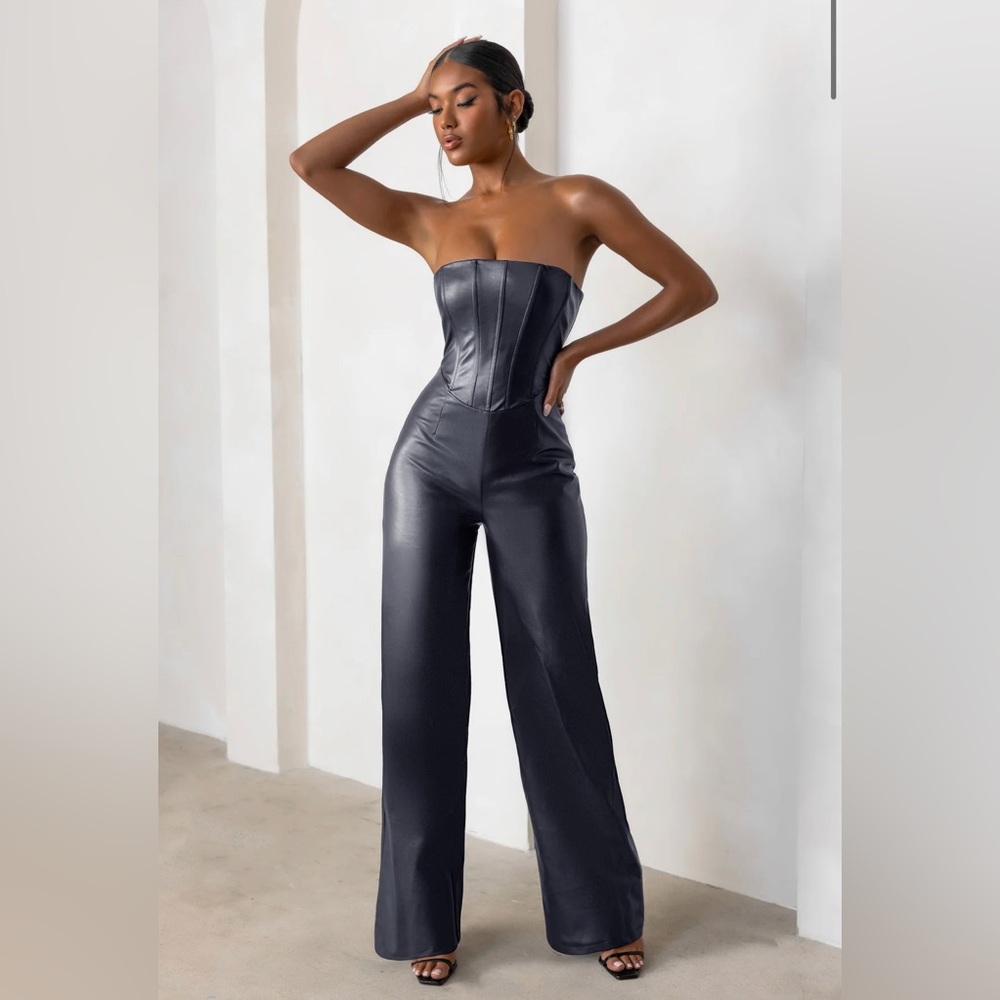 Club L London Black Strapless Jumpsuit